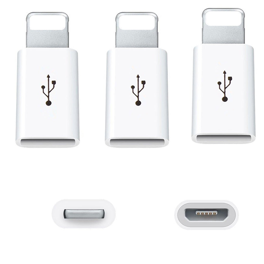 3pcs Micro USB to 8 Pin Adapte for Apple iPhone X/iPhone8/iPhone Plus/7/7 Plus/6 6S