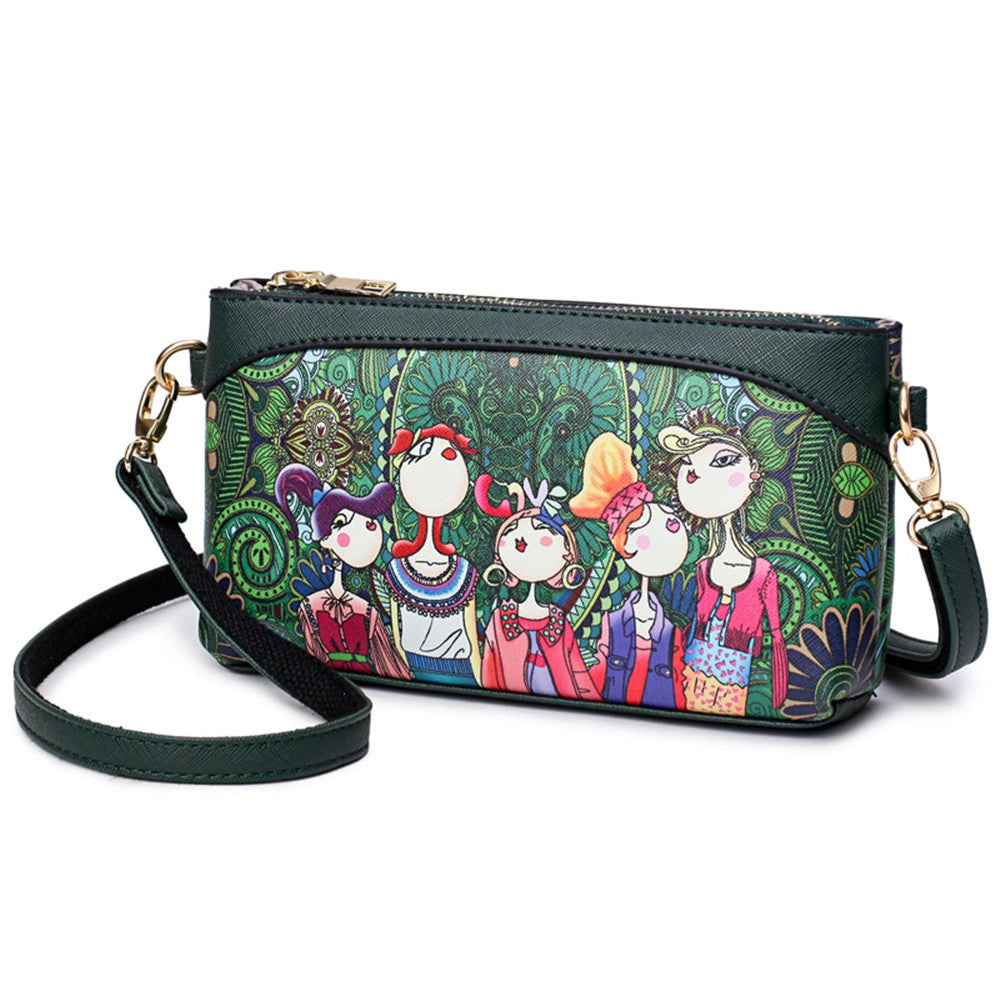 Brand Women Shoulder Bags High Quality PU Leather Handbags Ladies Wallet Designer Cartoon Printi...
