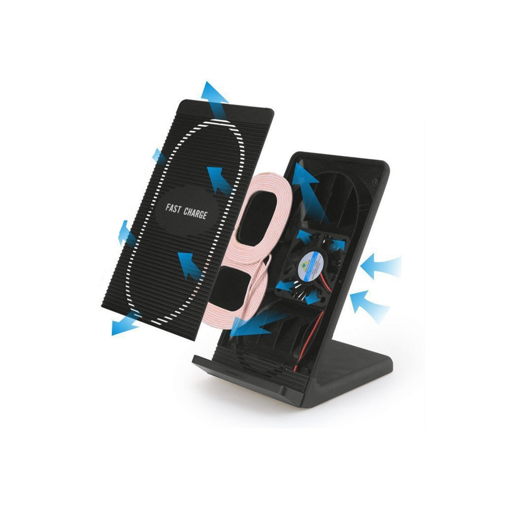 Cwxuan 10W Fast Wireless Charger Stand with Cooling Fan for Qi-devices