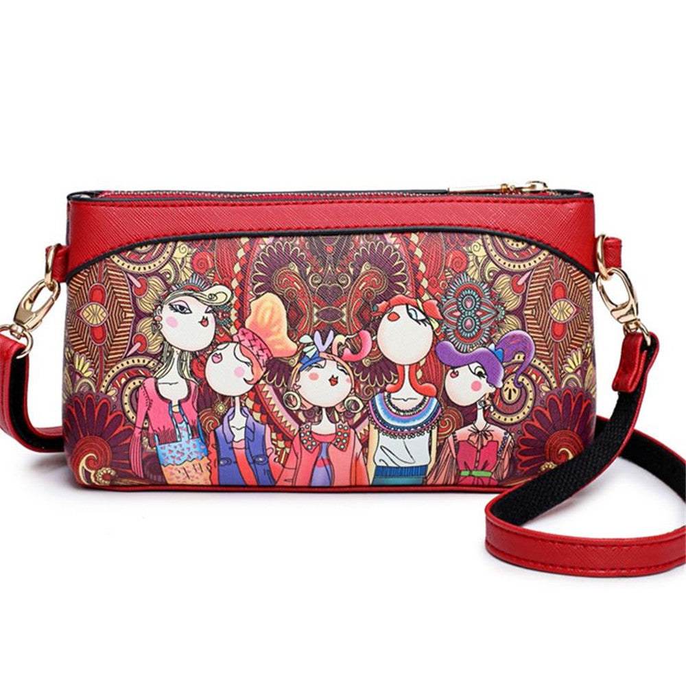 Brand Women Shoulder Bags High Quality PU Leather Handbags Ladies Wallet Designer Cartoon Printi...