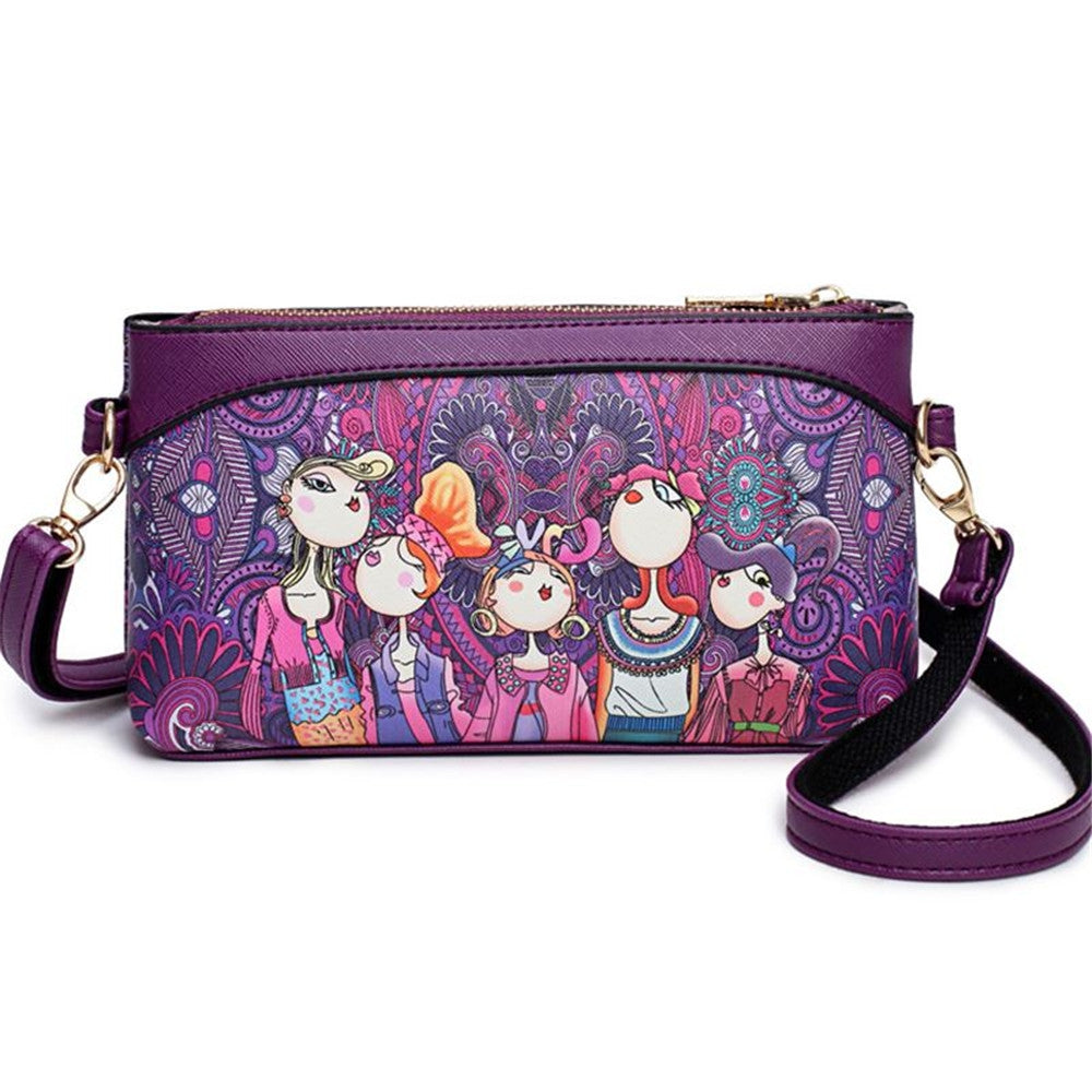 Brand Women Shoulder Bags High Quality PU Leather Handbags Ladies Wallet Designer Cartoon Printi...