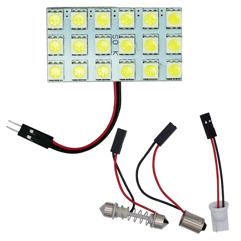 4PCS White 18SMD 5050 Panel Interior Dome Map Light+Festoon T10 BA9S Adapter