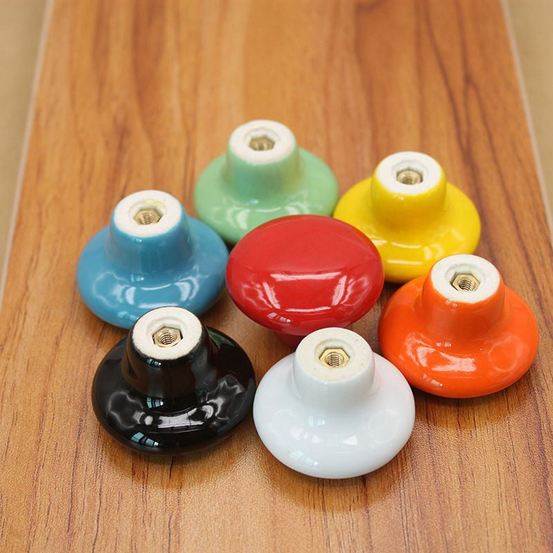 7PCS Candy Color Round Furniture Knobs Ceramic Drawer Knob Cabinet Pulls Cabinet