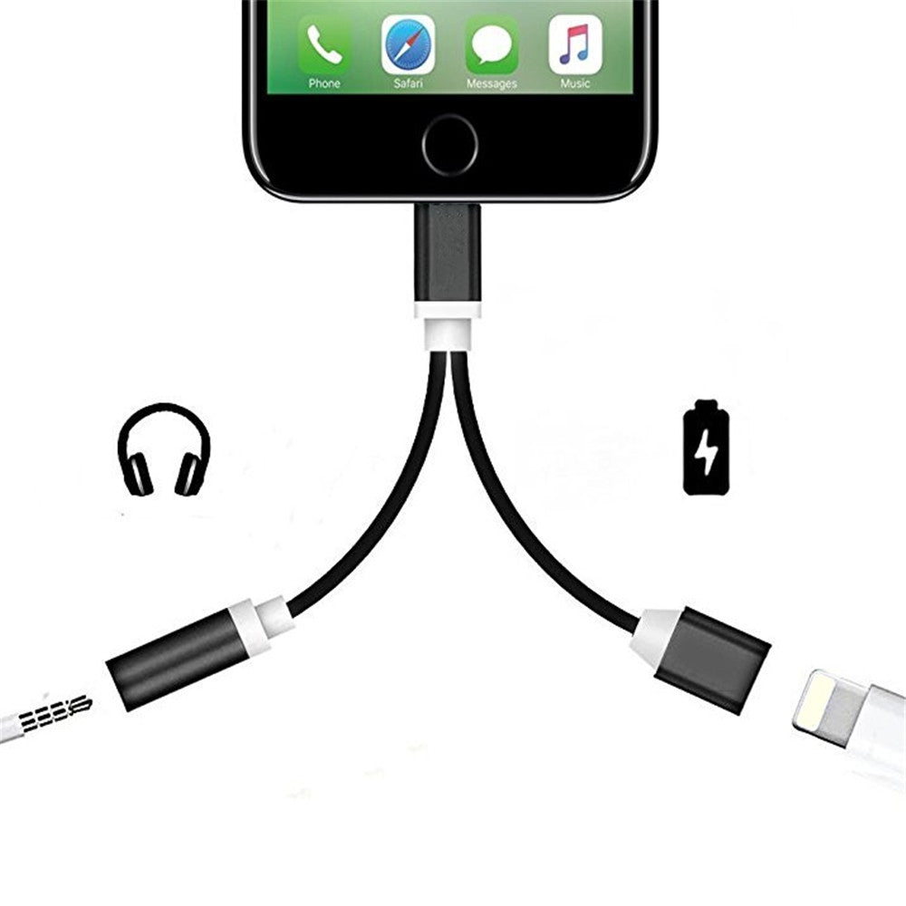 2 in 1 Audio Adapter 8 Pin 2 to 3.5mm Aux Headphone Jack for iphone 7 Plus / 7