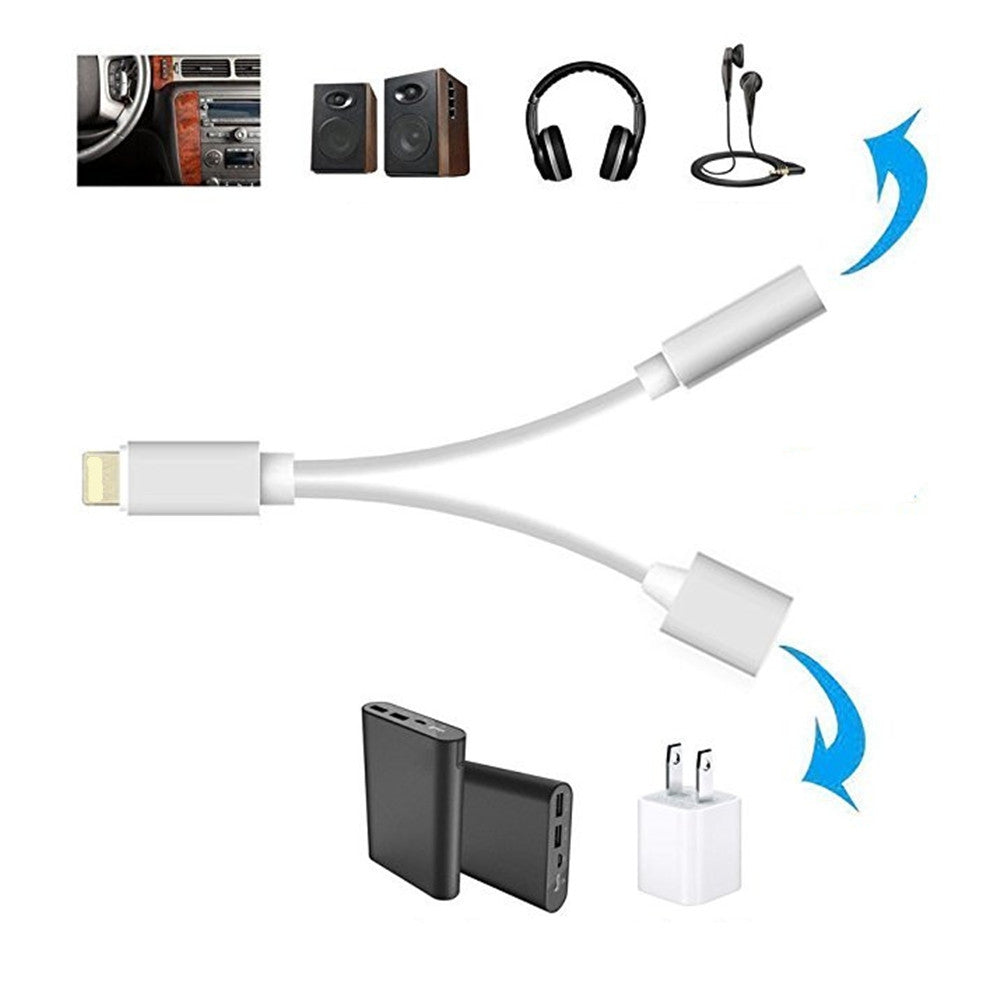 2 in 1 Audio Adapter 8 Pin 2 to 3.5mm Aux Headphone Jack for iphone 7 Plus / 7