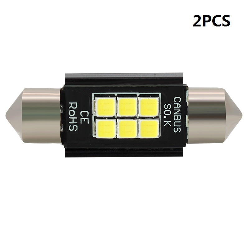 2PCS Super White 39mm 3030 6 SMD Led Car Licence Plate Auto Dome Reading Light