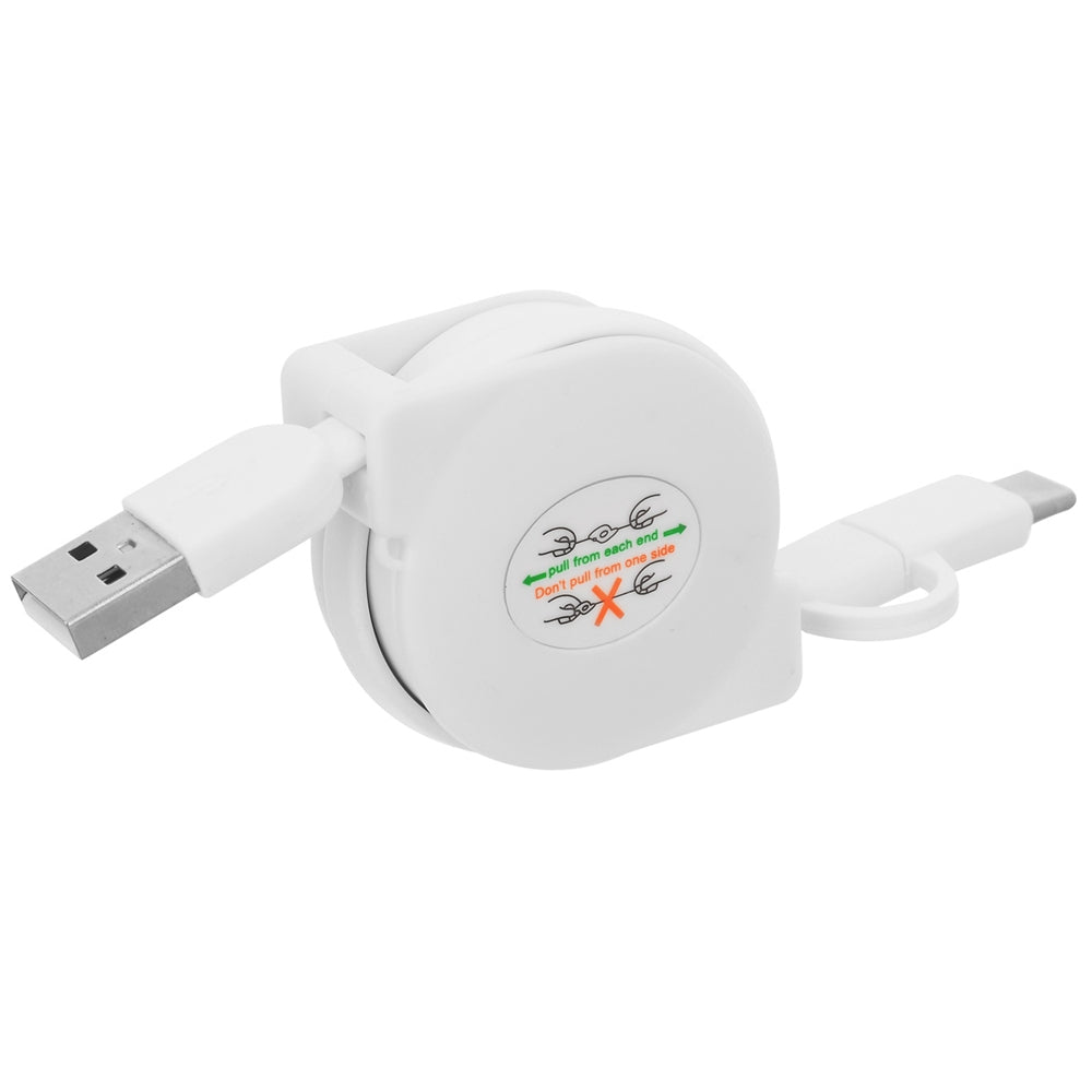 Cwxuan Micro USB and Type-C Combo Male to USB 2.0 Male Retractable Data Charging Cable