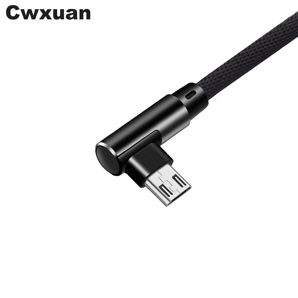 Cwxuan Micro USB Fast Charge Nylon Cord 90 Degree L Bending Data Sync Cable