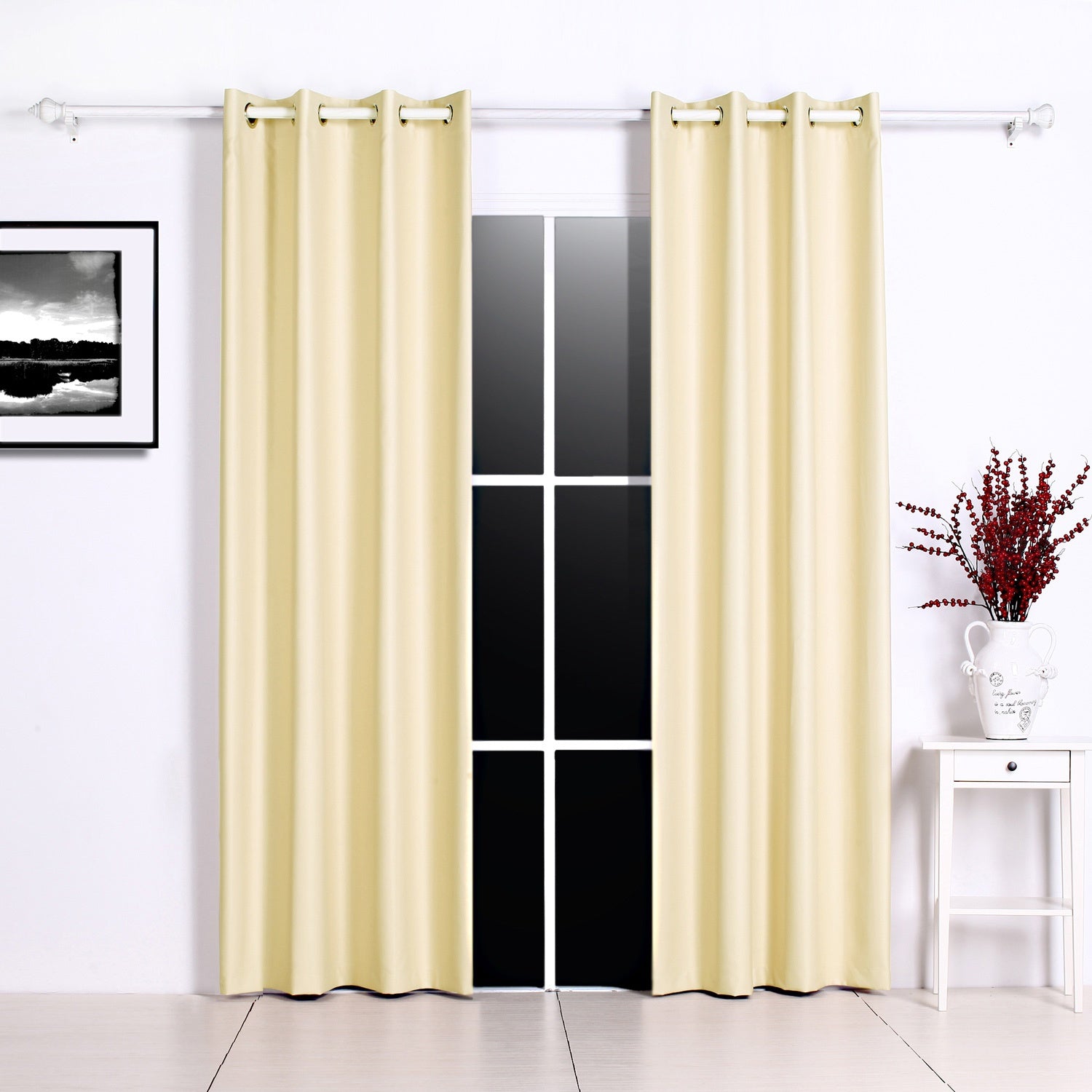 Classical Waffle Embossed Top Silver Grommets Blackout Curtain Set of 1 Window Panel GYC2185