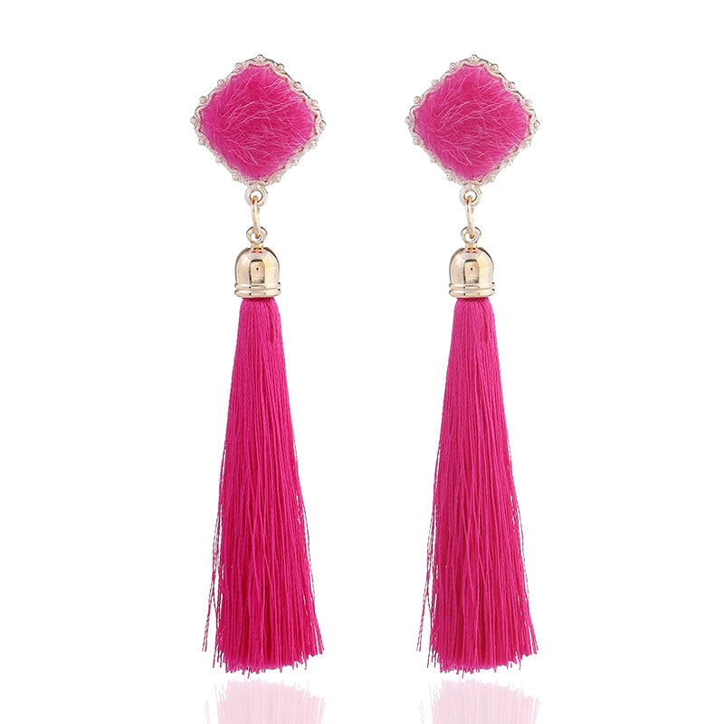 2018 New Design Acrylic Cotton Earrings Classic Long Tassel Dangle Earrings For Women Pendant Ea...