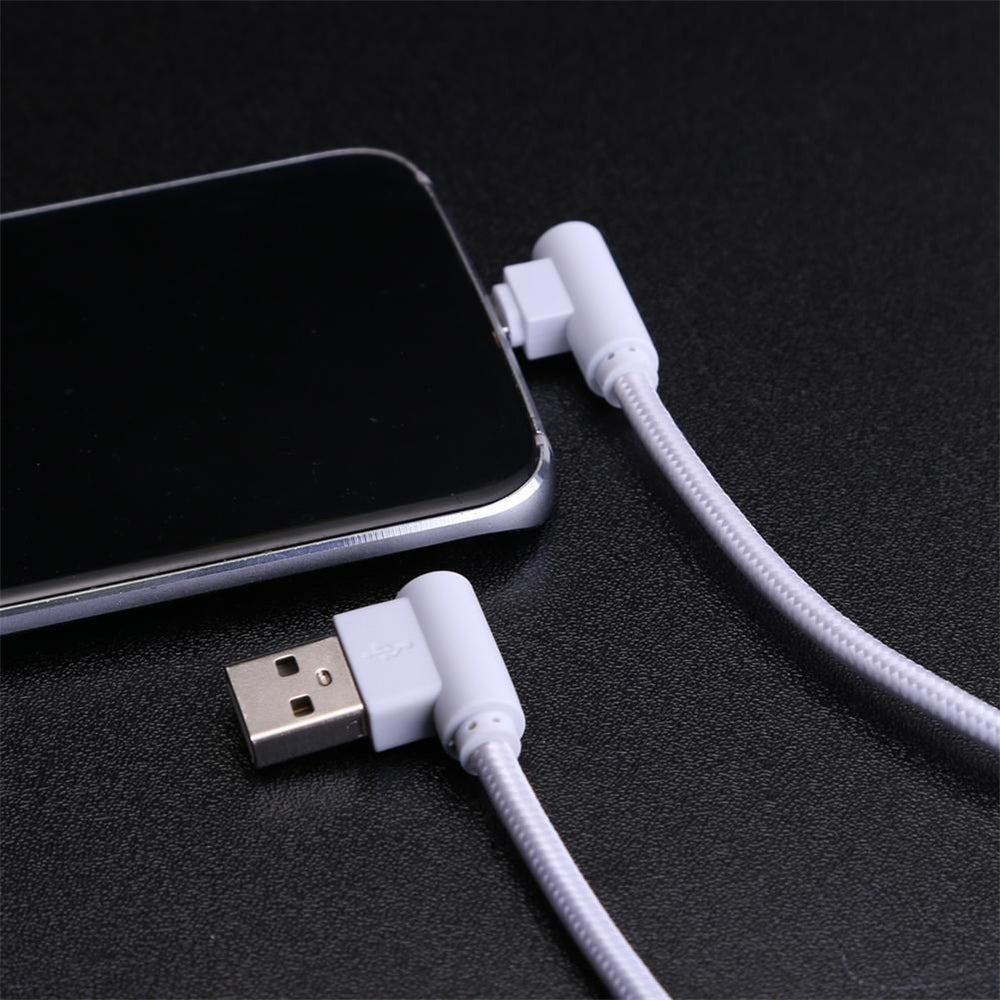 90 Degree 5Pin Mirco USB Biraided Data Sync Charging Cable for Android
