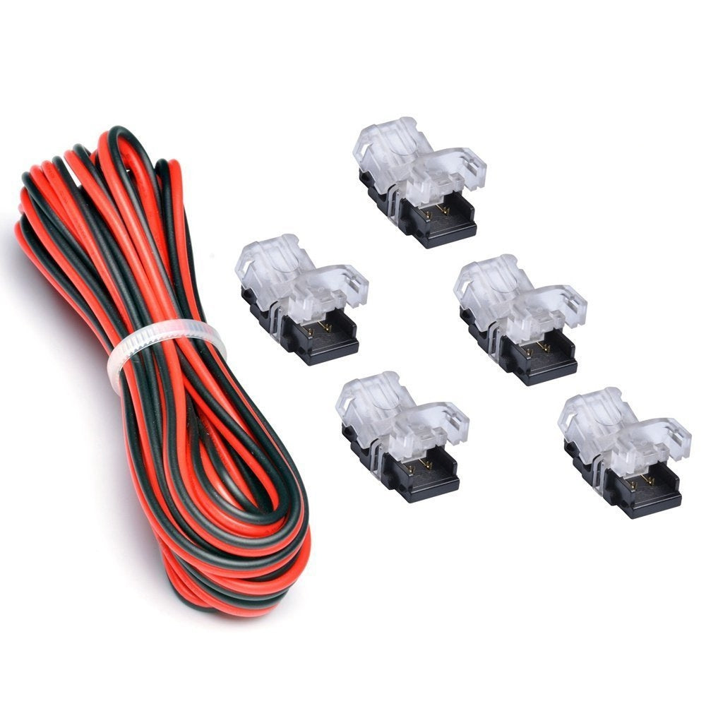 5PCS No-Waterproof 2Pin LED Connector and 3Meters UL1007 22 Gauge Conductor Line
