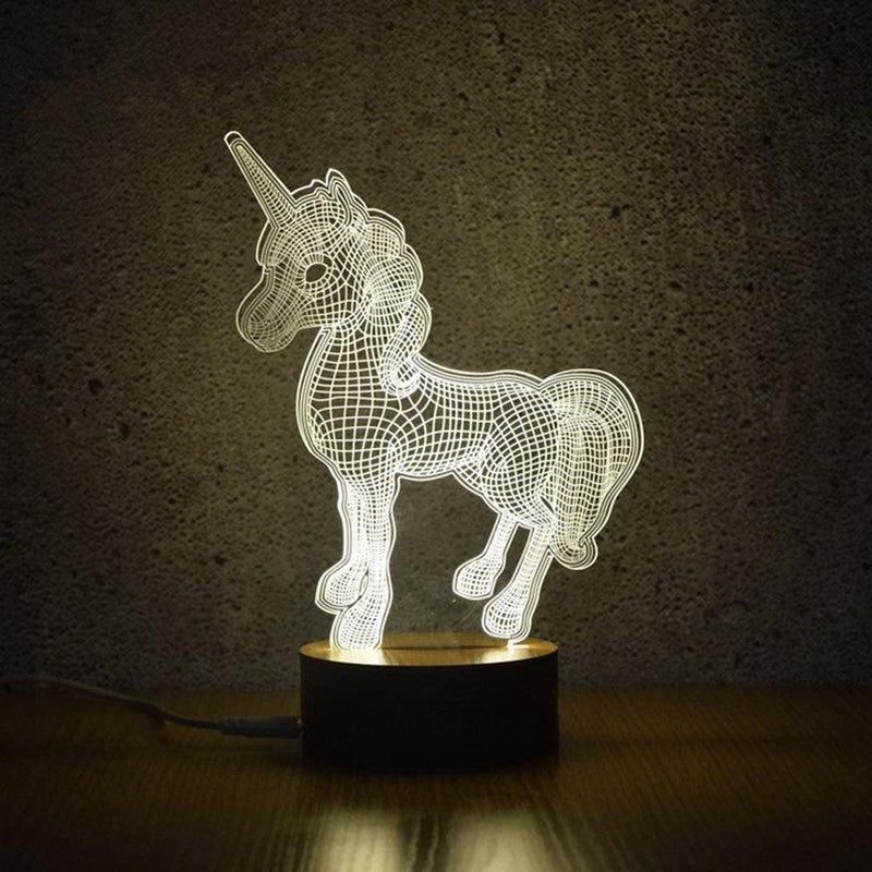 3D Unicorn Night Lights Creative Acrylic 3D LED Light Table Lamp Decotation Ligts for Home Kids ...