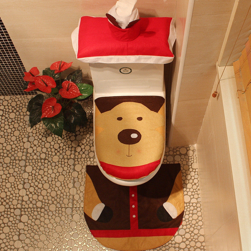 Creative Christmas Decoration 3PCS Elk Toilet Cover Sets