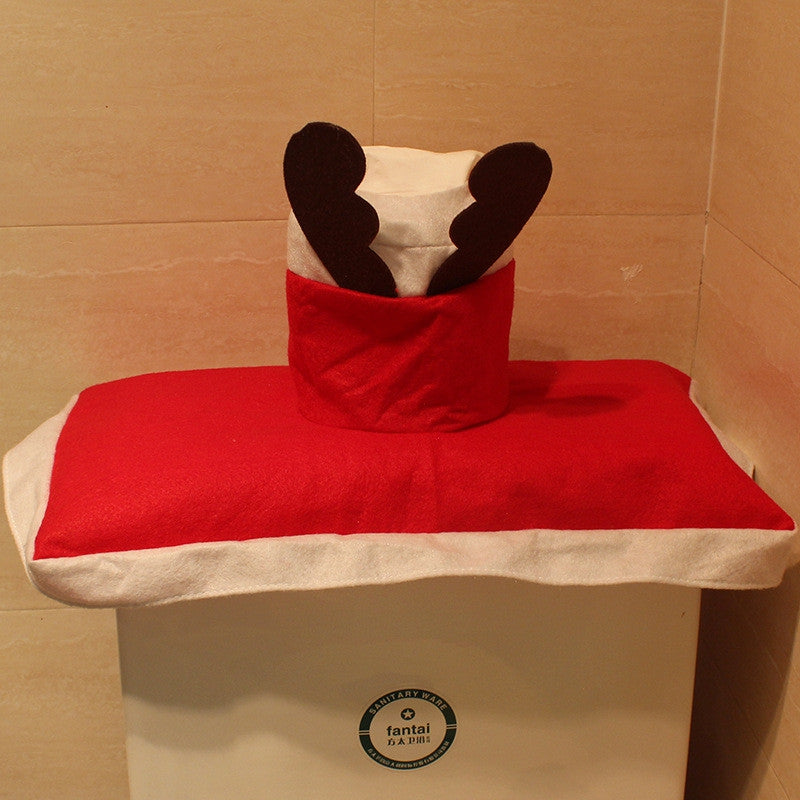 Creative Christmas Decoration 3PCS Elk Toilet Cover Sets