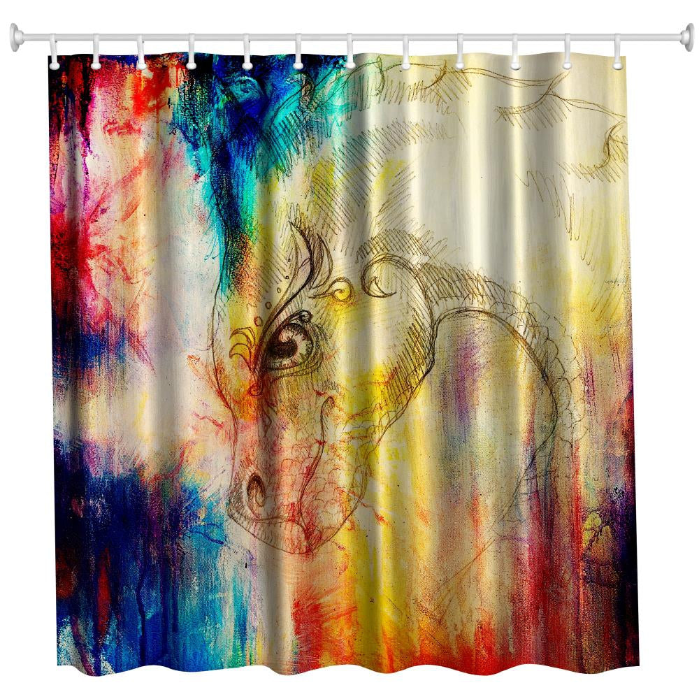 Dragon Polyester Shower Curtain Bathroom  High Definition 3D Printing Water-Proof