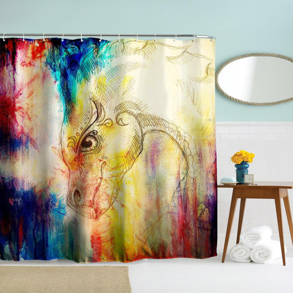 Dragon Polyester Shower Curtain Bathroom  High Definition 3D Printing Water-Proof