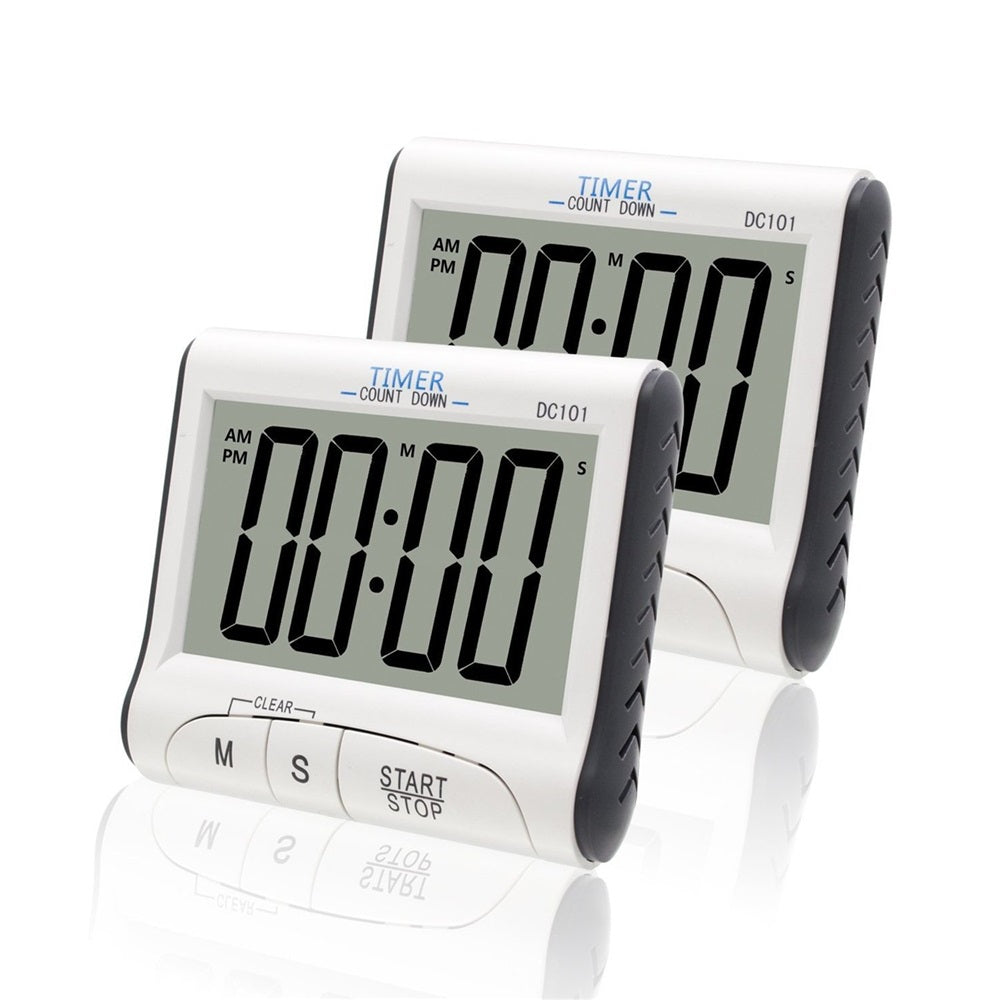 2pcs Magnetic LCD Digital Kitchen Timer Count Down Egg Cooking Alarm Clock