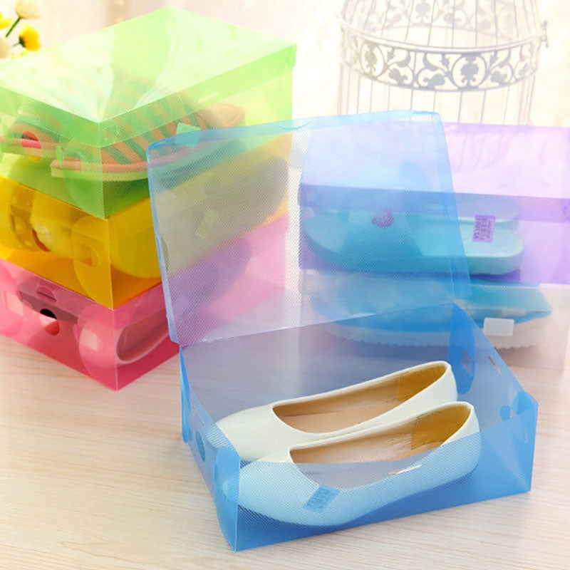 DIHE Colorful Transparent Shoe Box Flip Handy Foldable Home Storage