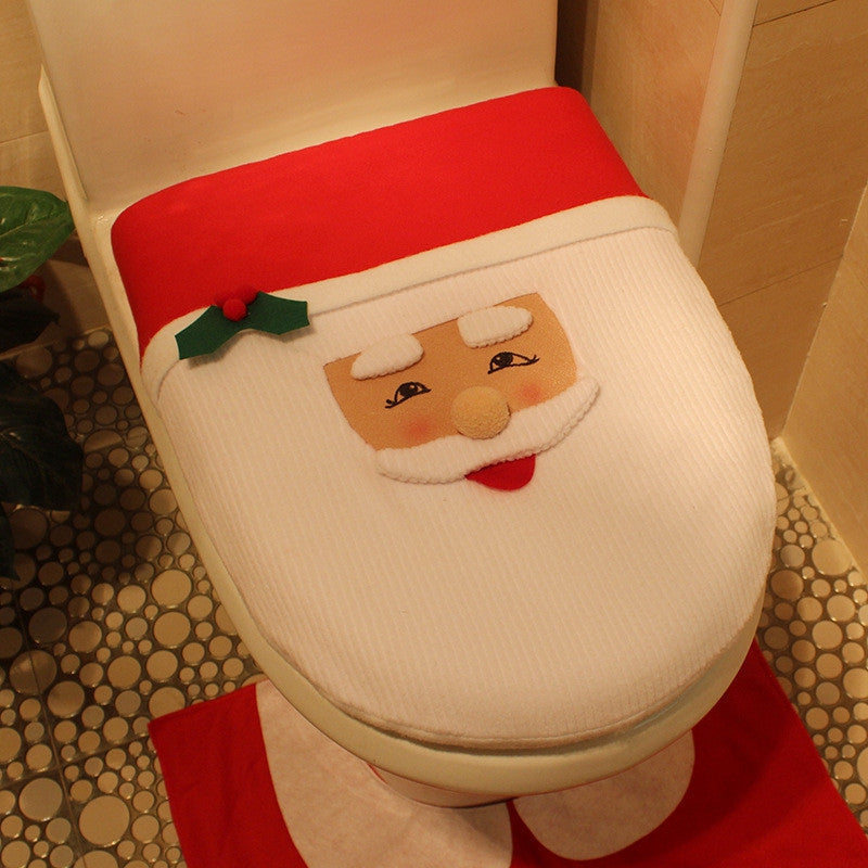 Creative Christmas Decoration 3PCS Santa Claus Toilet Cover Sets