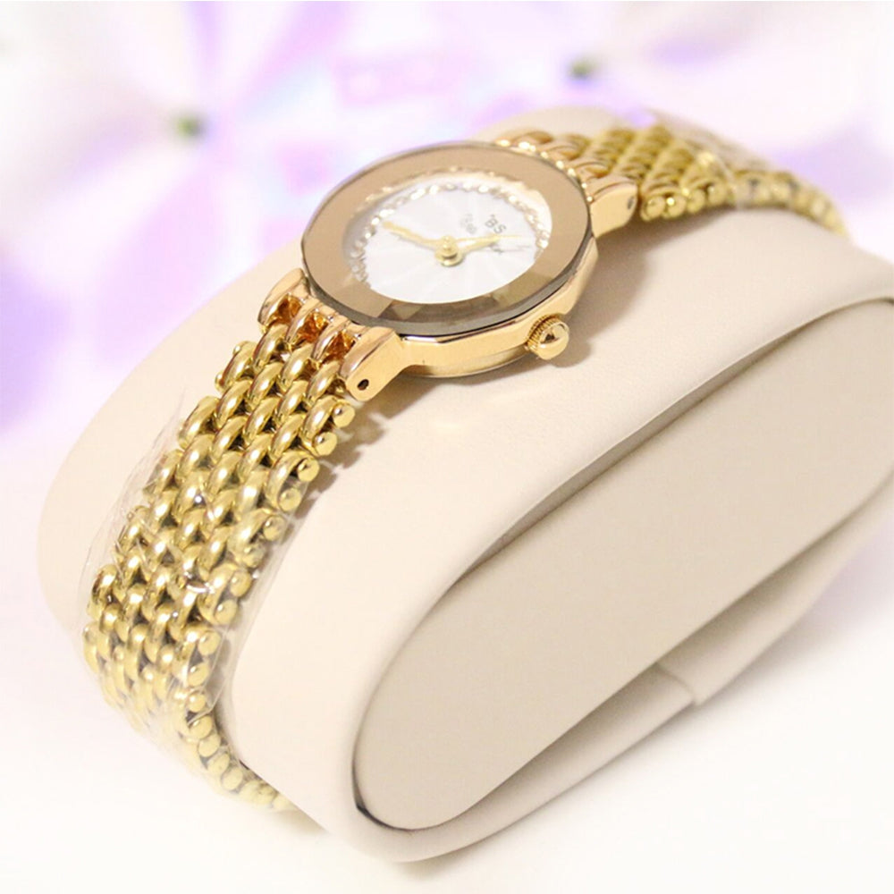 BS Womens  Top Brand Luxury Simulated Diamond  Stainless Steel Quartz Watch Clock
