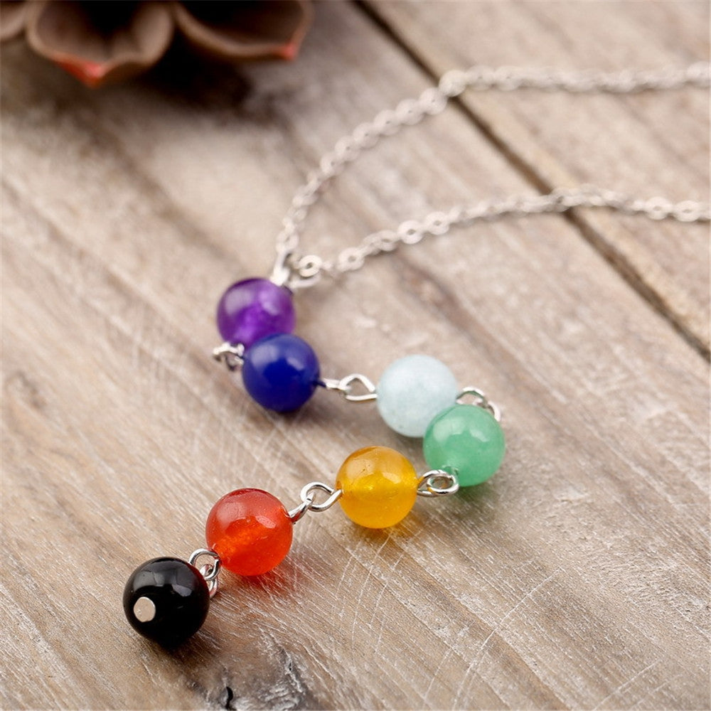 7 Chakra Beads Heal Gemstone Yoga Balancing Multicolored Gemstone Necklace