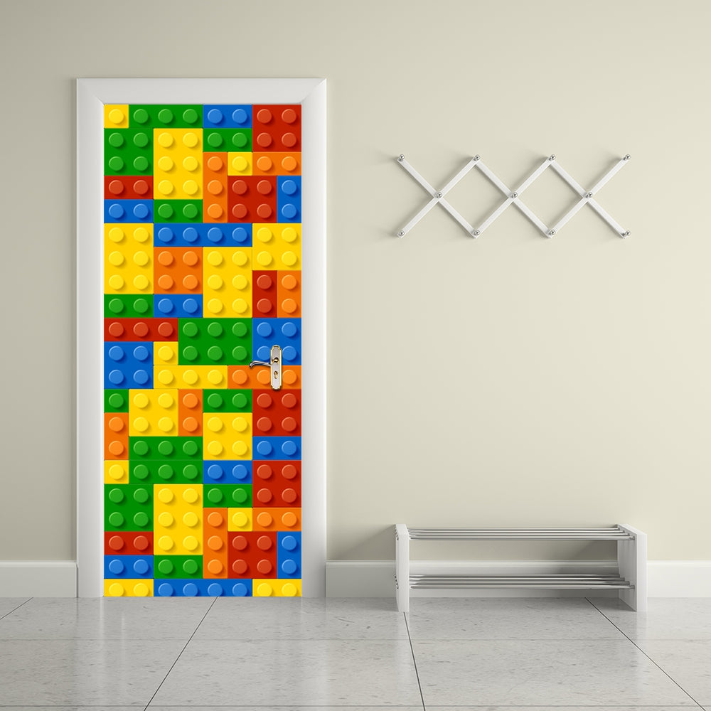 3D Building Blocks Children Toys Door Sticker for Kids Rooms Decoration