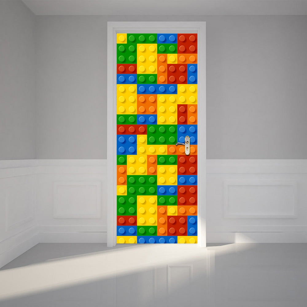 3D Building Blocks Children Toys Door Sticker for Kids Rooms Decoration