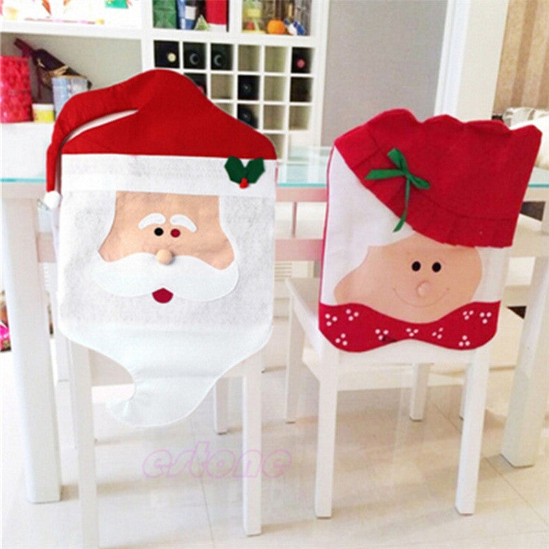 2PCS Santa Claus Chair Covers for Christmas Table Decorations