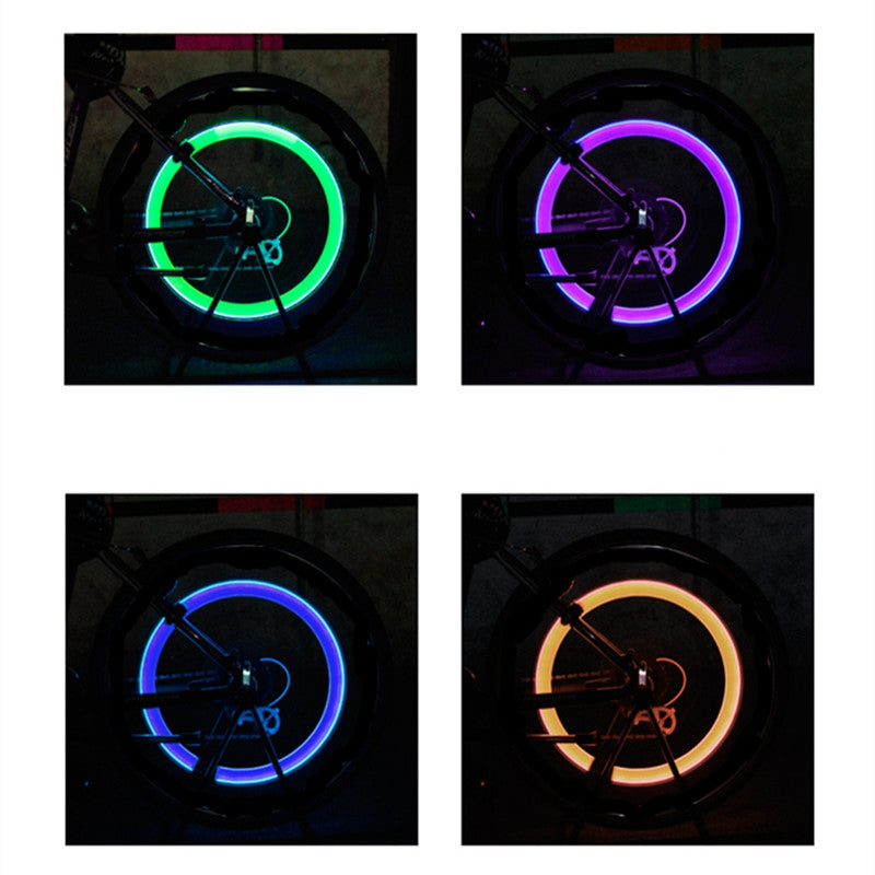 2Pcs Bicycle LED Light Neon Wheel Gas Nozzle Tire Valve Glow Stick Light