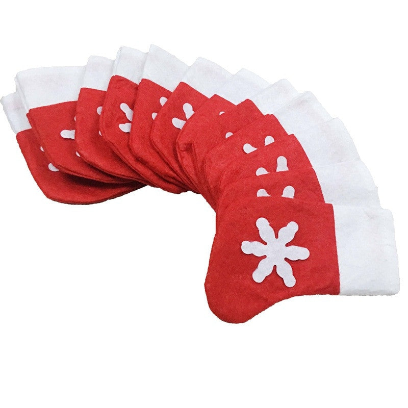 8pcs  Christmas Socks Knife and Fork Storage Bag Decoration