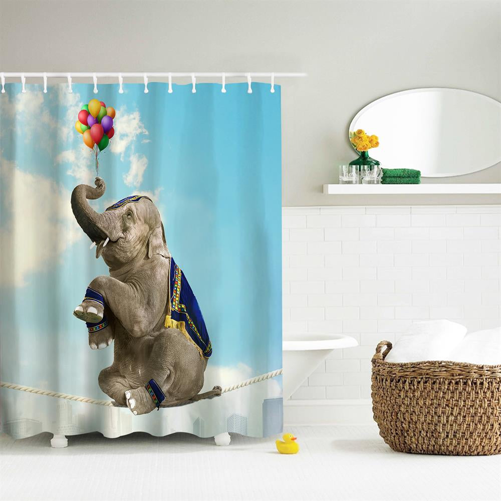 Balloon Elephants Polyester Shower Curtain Bathroom  High Definition 3D Printing Water-Proof
