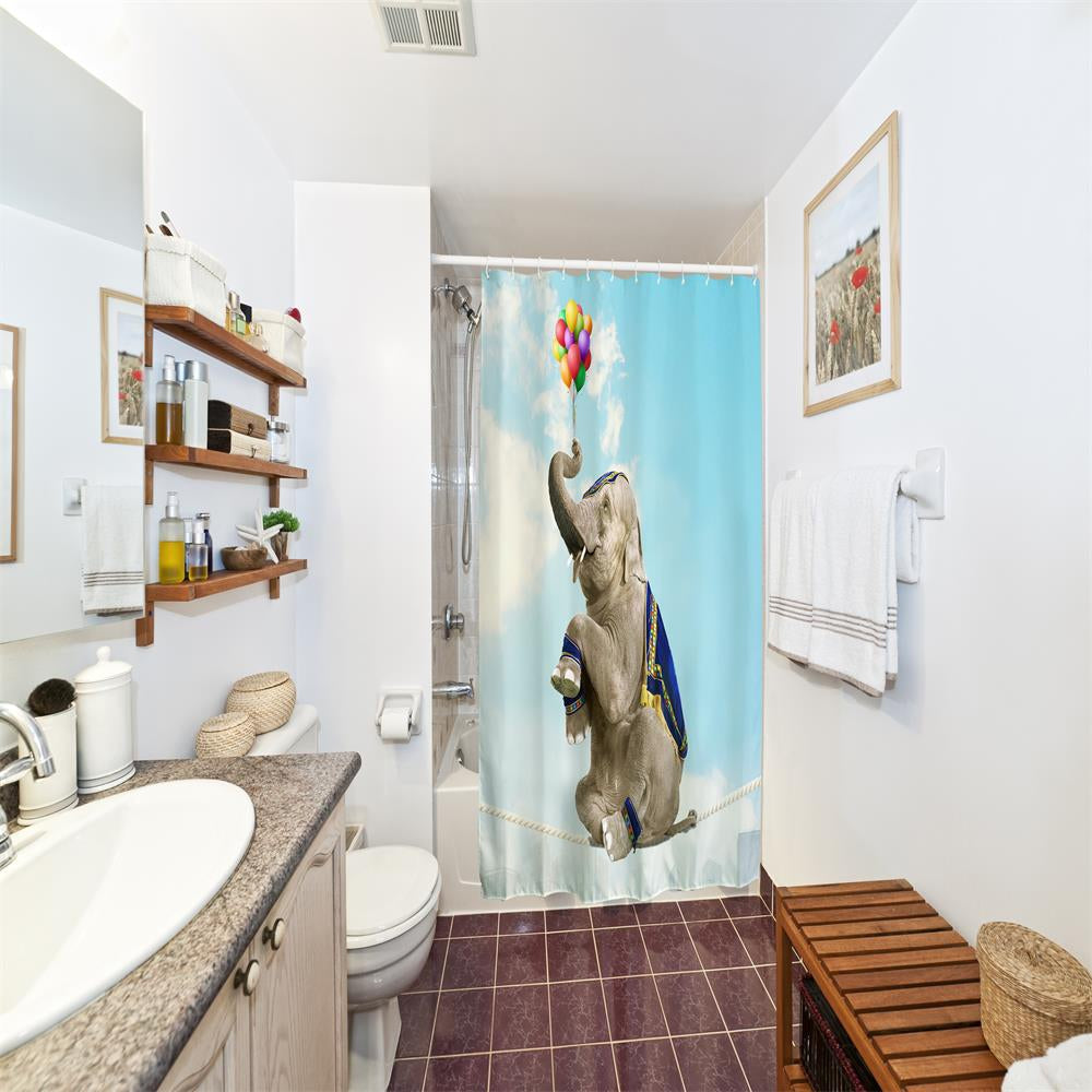 Balloon Elephants Polyester Shower Curtain Bathroom  High Definition 3D Printing Water-Proof