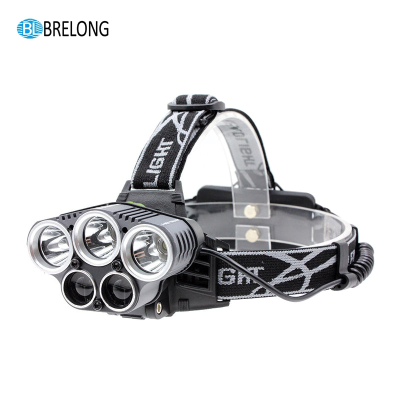 BRELONG LED Headlamps 5LEDs T6 COB with USB Cable
