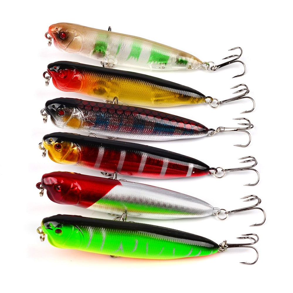 9CM/11.76g Classic Lure Bait Plastic Hard Fishing Bait 6-COLOR Popper 6 Pcs/Set