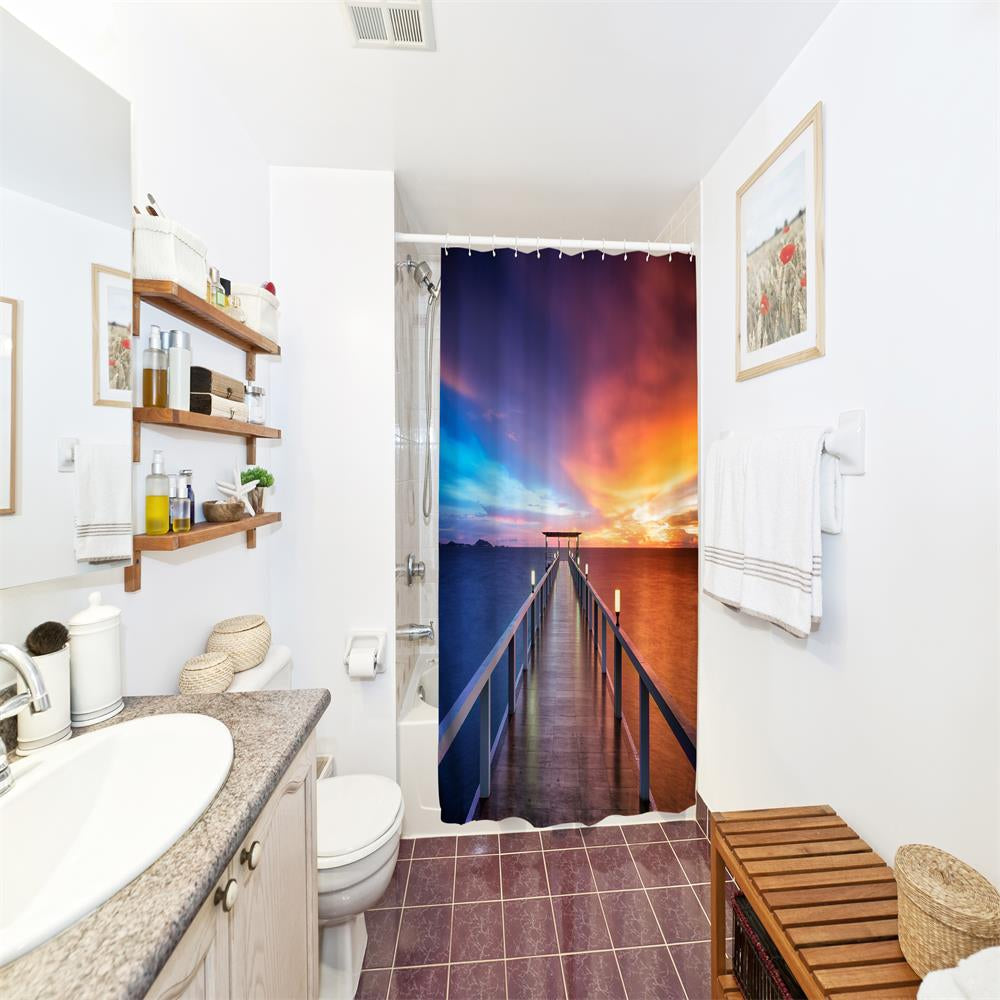 Dusk Trestle Polyester Shower Curtain Bathroom  High Definition 3D Printing Water-Proof