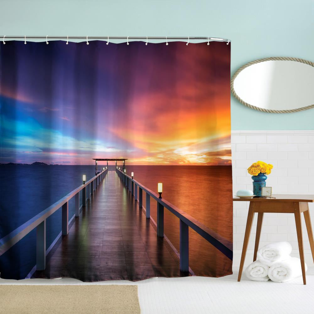 Dusk Trestle Polyester Shower Curtain Bathroom  High Definition 3D Printing Water-Proof