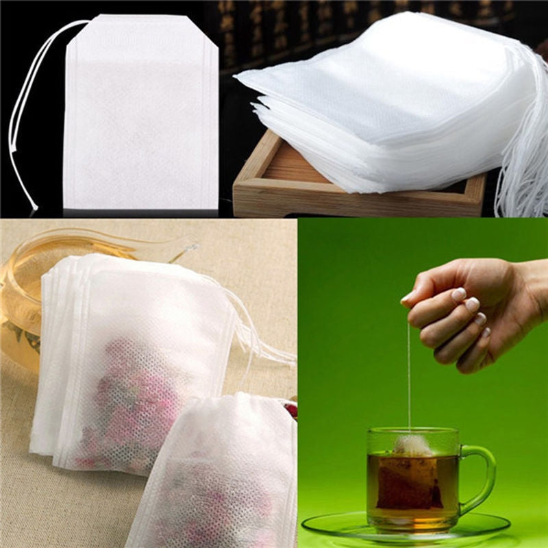 100pcs/Lot New Non-Woven Fabrics Empty Tea Bag with String Heal Filter Paper