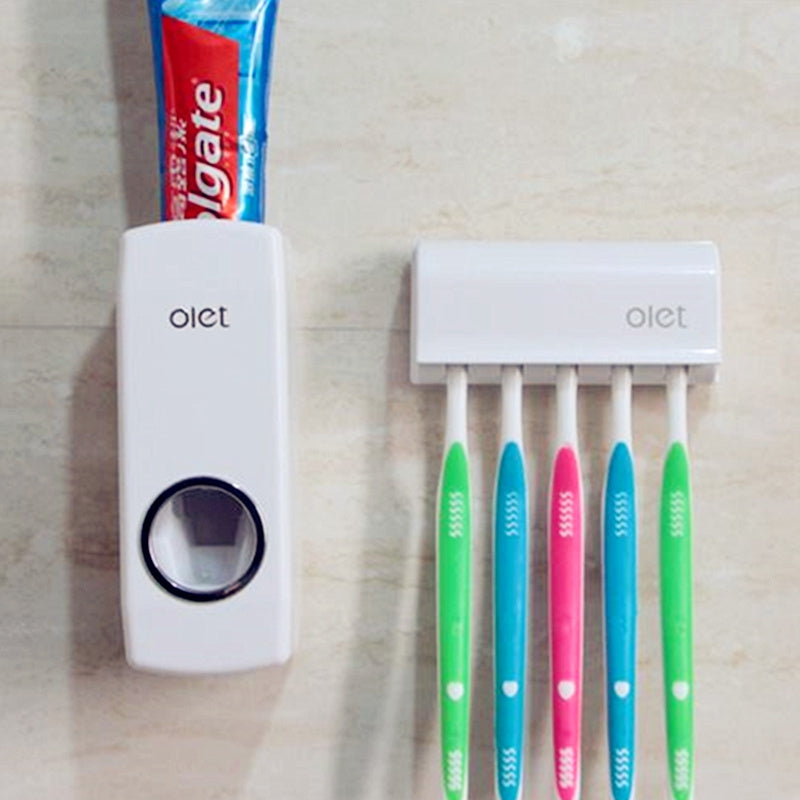 Automatic Squeezer with Five Toothbrush Hang