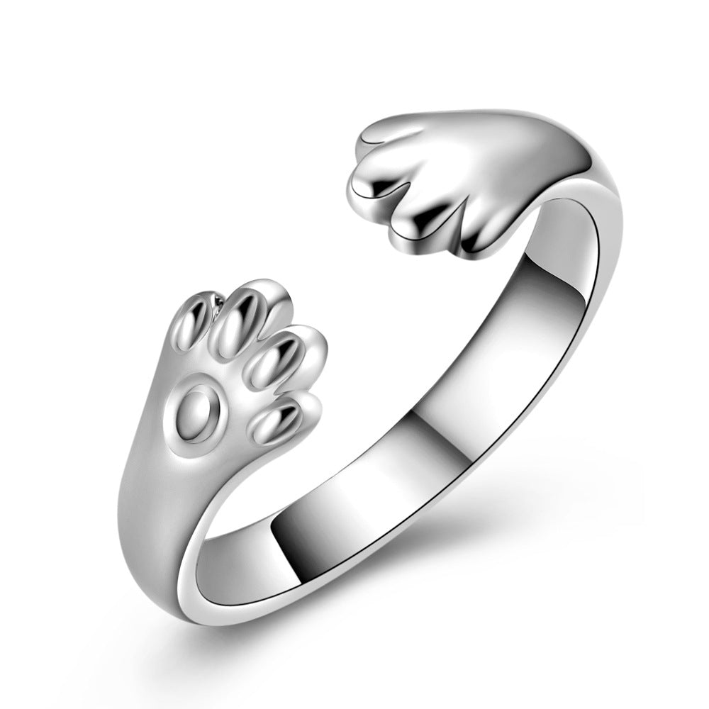 925 Silver adorable Cat claw wrap Ring