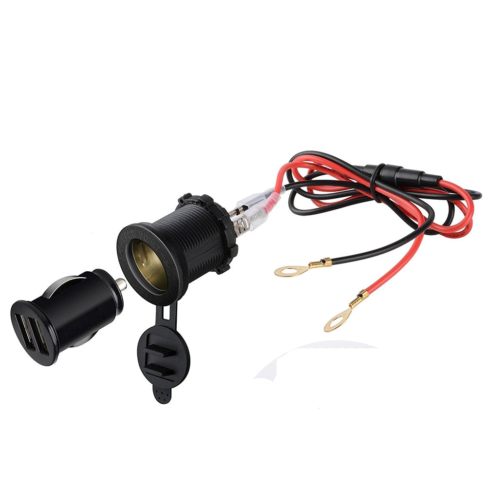 3in1 Waterproof Motorcycle Scooter Cigarette Lighter Socket Power Plug + Dual 3.1A USB Charger S...