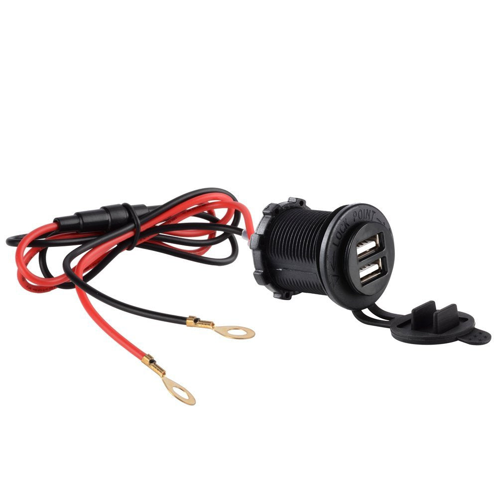 3in1 Waterproof Motorcycle Scooter Cigarette Lighter Socket Power Plug + Dual 3.1A USB Charger S...