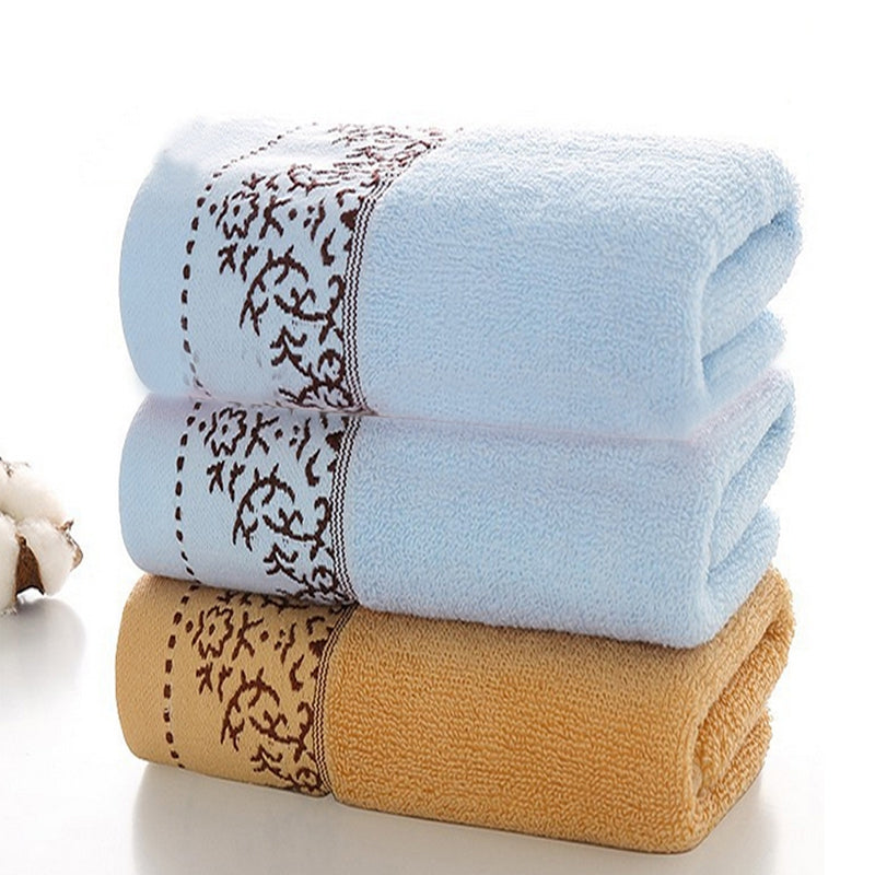 2 Pcs Face Towels Simple Jacquard Wave Water Absorption Soft Cozy Face Towels