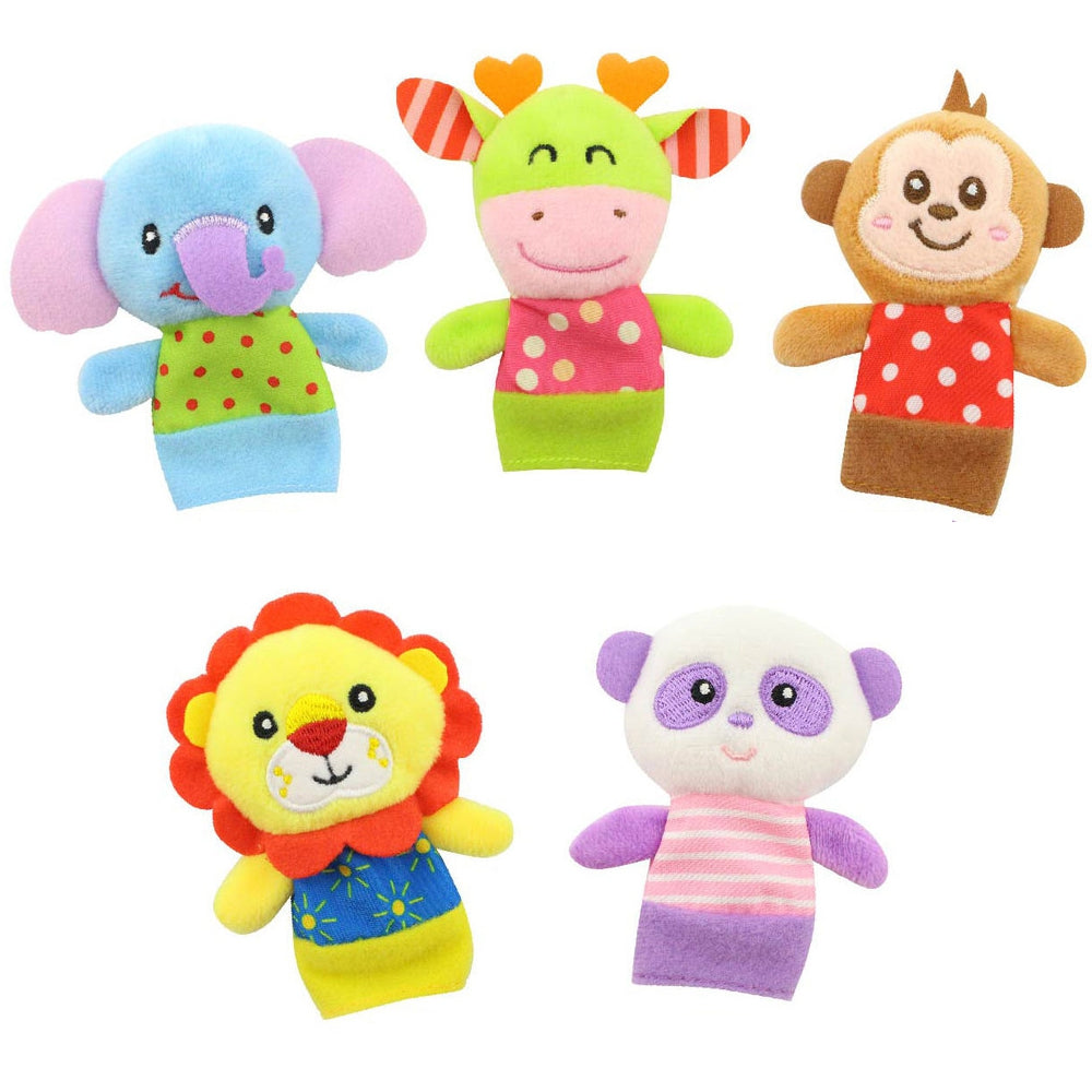 5 Pcs Baby Finger Puppets Set Cute Animals Baby Calm Toys
