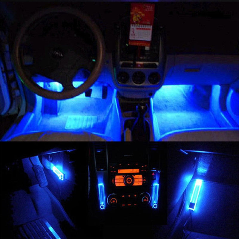 Car Styling Interior Dash Floor Foot 4-In-1 LED Decoration Light Atmosphere Lamp