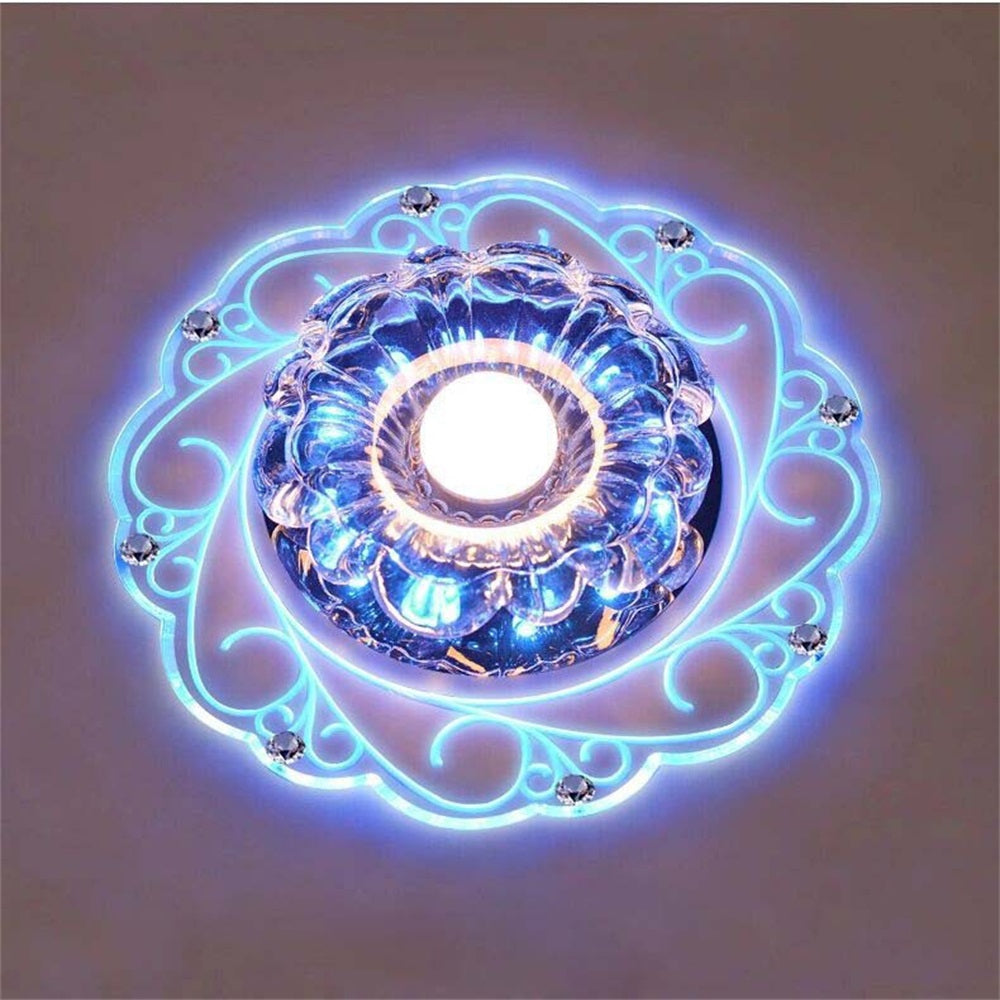 5W 18CM LED Ceiling Lamp Crystal Four Color Light 220V