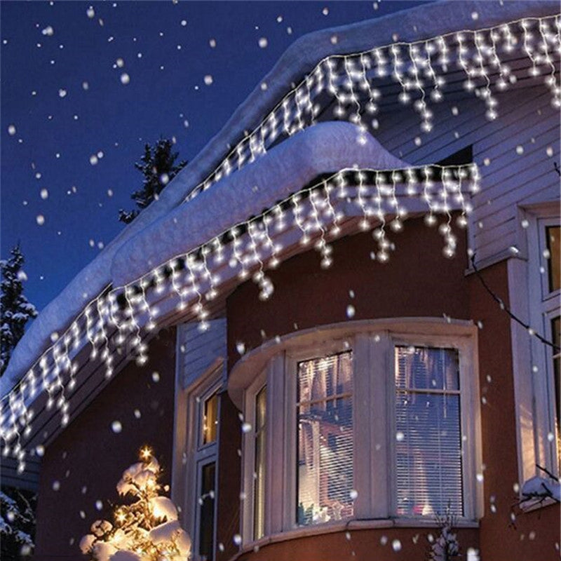 1PC New Year 3.5M Droop 96 LED Curtain Icicle String Lights 8 Modes Fairy Garland For Christmas ...