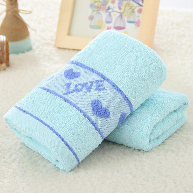 1 Pc Face Towel Cotton Blends Solid Color Love Pattern Cozy Towel
