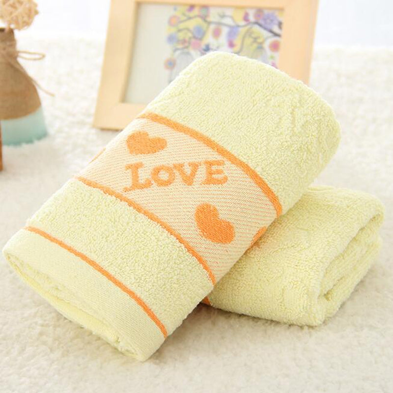1 Pc Face Towel Cotton Blends Solid Color Love Pattern Cozy Towel