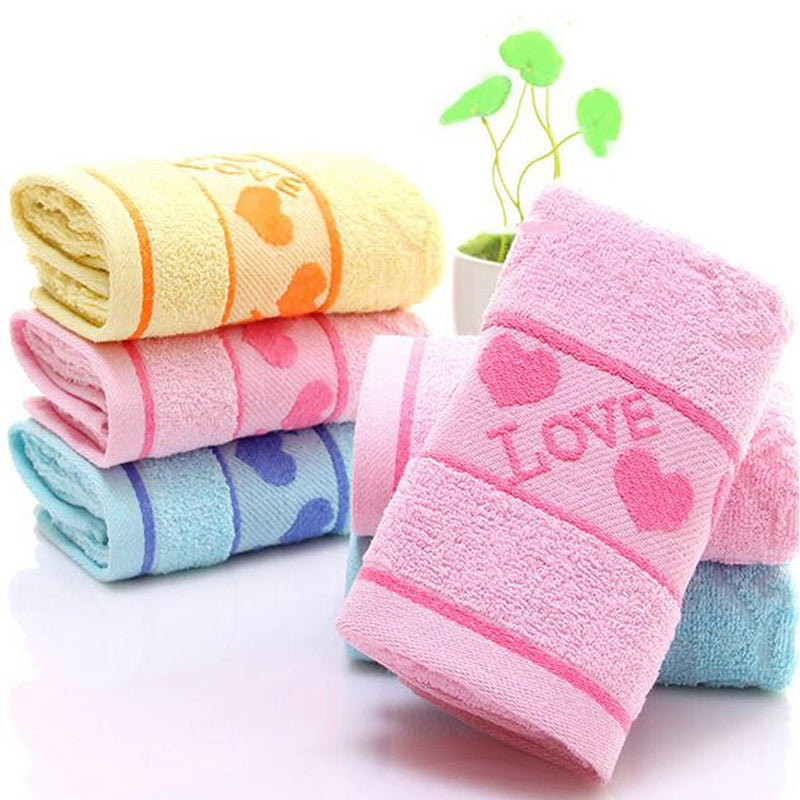 1 Pc Face Towel Cotton Blends Solid Color Love Pattern Cozy Towel